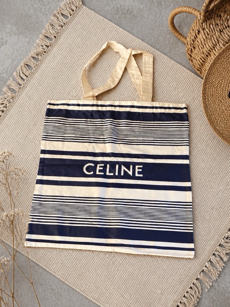 New Celine Vip Gwp Blue Striped Canvas Tote